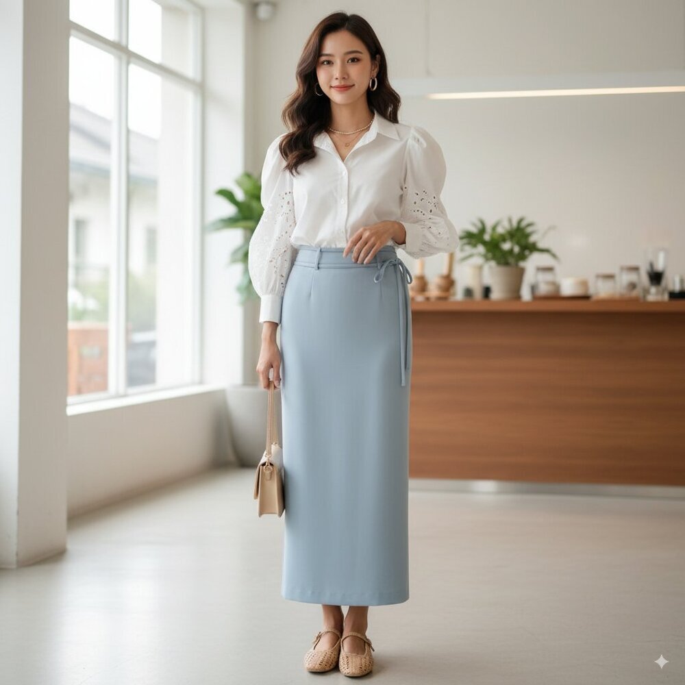 Sovere Volition Maxi Skirt Dawn Blue Size Small NWT Work Causal